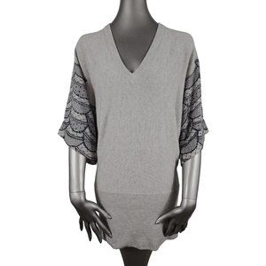 Mara Hoffman Cashmere Sweater Top Grey Black Vneck Small
